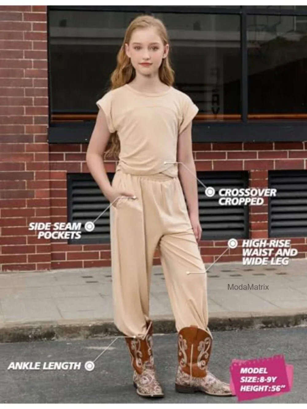 Girls 2 Piece Tracksuit Set Crossover Top Joggers Soft Stretch